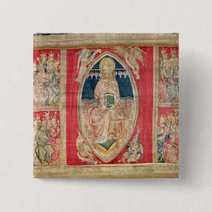 Christ enthroned with the apocalyptic beasts 15 cm square badge