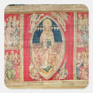 Christ enthroned with the apocalyptic beasts square sticker