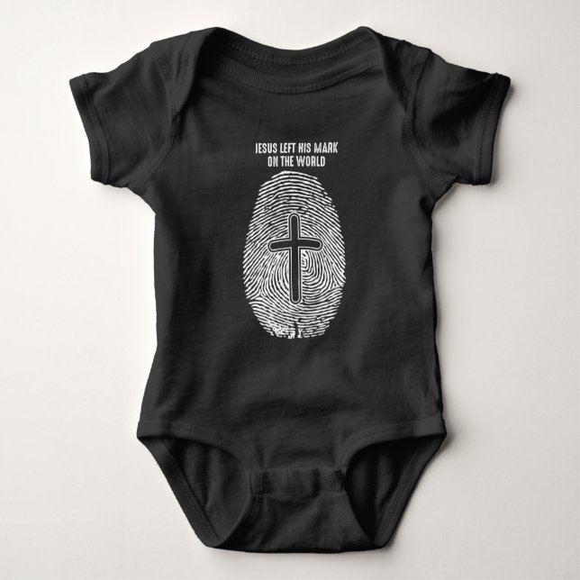 Christ Fingerprint Christian Jesus left his Mark Baby Bodysuit (Front)