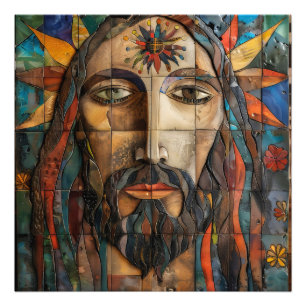 Christ Folk Mosaic Photo Print