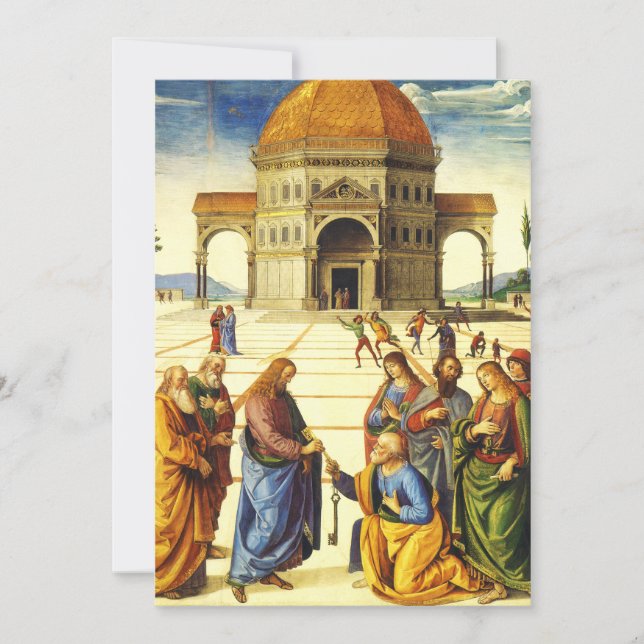 Christ Giving the Keys to Saint Peter Holiday Card (Front)