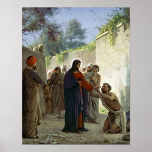 Christ Healing the Blind Man by Carl Bloch Print