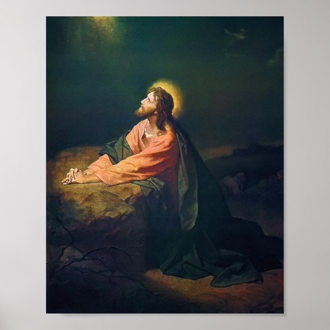Christ in Gethsemane Heinrich Hofmann Painting Poster (Front)
