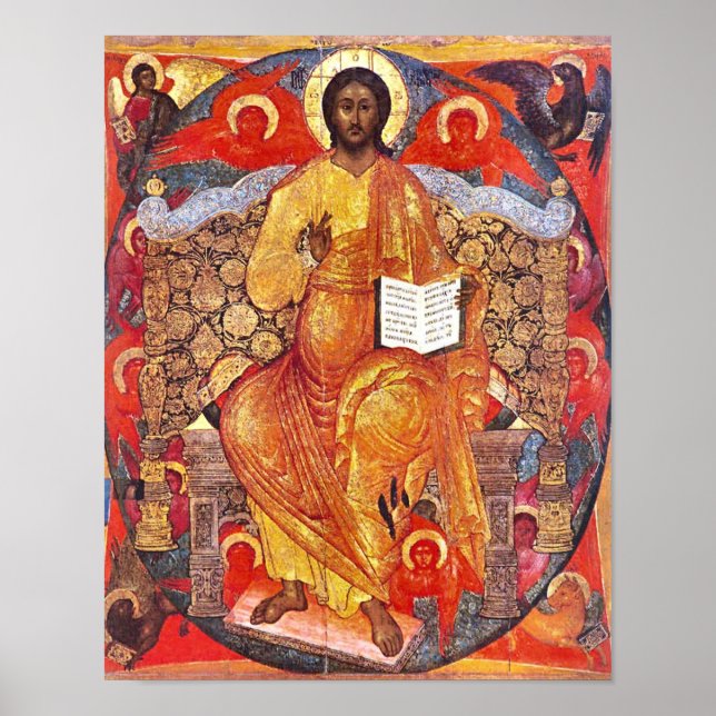 Christ in Glory Holding the Gospels Icon Print     (Front)