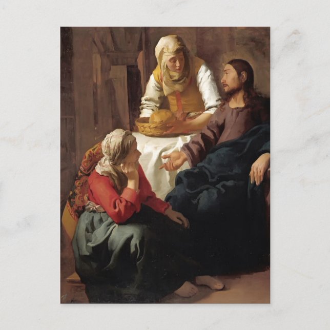 Christ in House of Martha,Mary by Johannes Vermeer Postcard (Front)