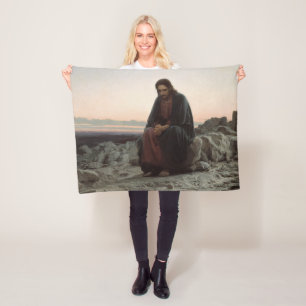 Christ in the Desert (by Ivan Kramskoi) Fleece Blanket