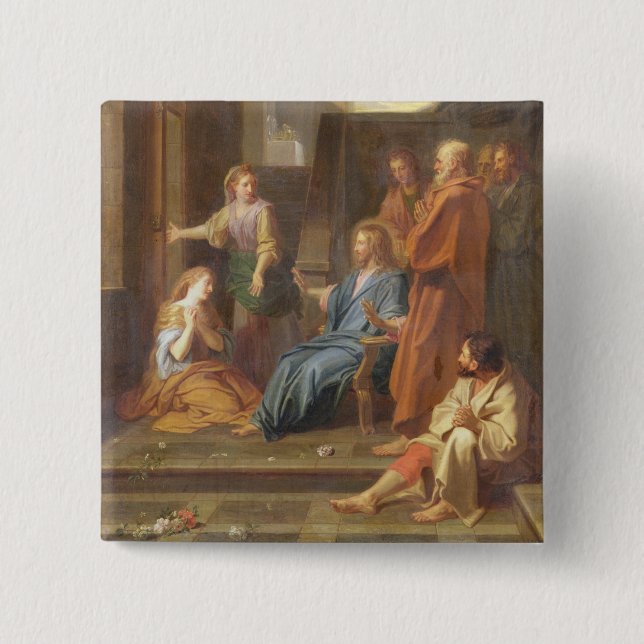 Christ in the House of Martha and Mary 15 Cm Square Badge (Front)