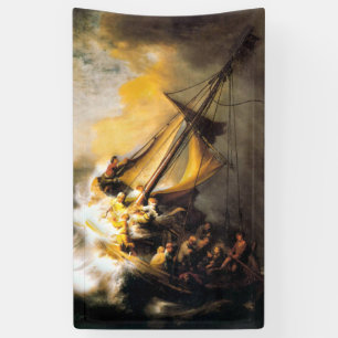 Christ in the Storm on Sea of Galilee- Rembrandt Banner