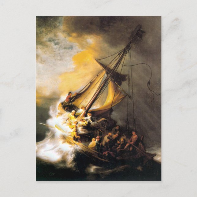 Christ in the Storm on Sea of Galilee- Rembrandt Postcard (Front)