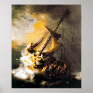 Christ in the Storm on Sea of Galilee- Rembrandt Poster