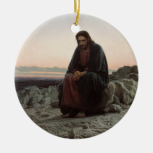 Christ in the Wilderness (by Ivan Kramskoi) Ceramic Ornament