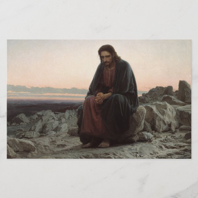 Christ in the Wilderness (by Ivan Kramskoi) Stationery (Front)