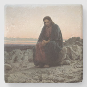 Christ in the Wilderness (by Ivan Kramskoi) Stone Coaster