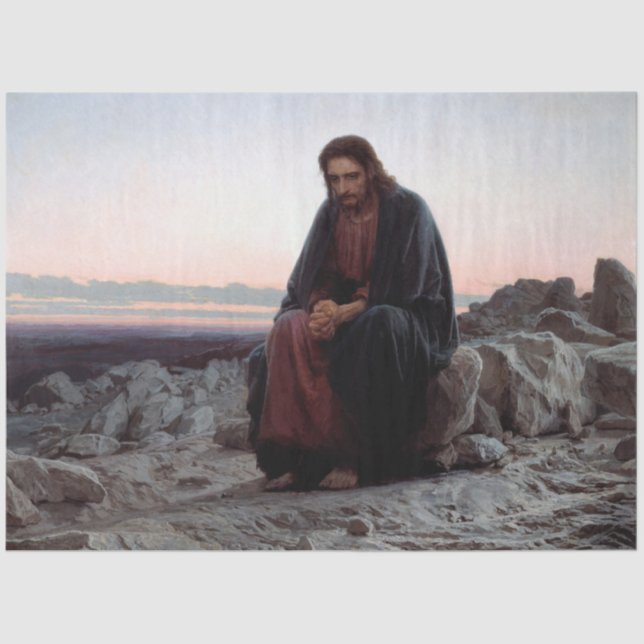 Christ in the Wilderness, Ivan Kramskoi Tissue Paper (Front)