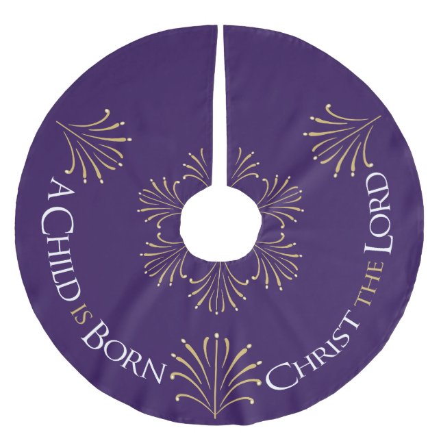 Christ is Born Christmas | Purple | Brushed Polyester Tree Skirt (Front)