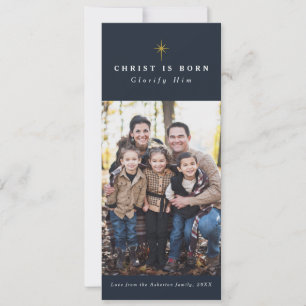 Christ is born religious Christmas photo card