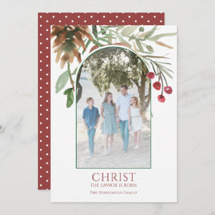 Christ is Born Religious Red Christmas Holiday Card