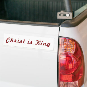 Christ is King   Red Text on White Bumper Sticker