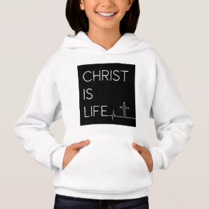 Christ Is Life Heartbeat Line and Cross Girl's