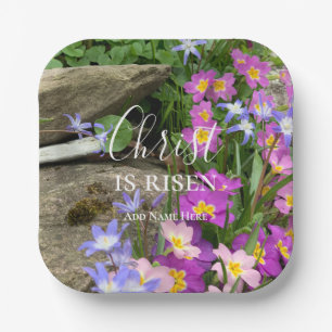 Christ is Risen Flower Garden Christian Easter Paper Plate