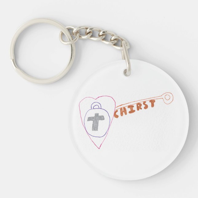 Christ is the Key Acrylic Round Key Ring (Front)