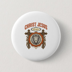 Christ Jesus Vintage Lion Faith 6 Cm Round Badge