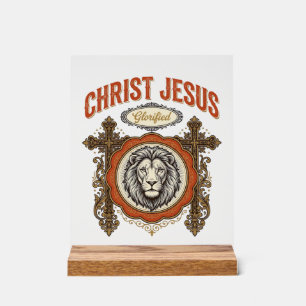 Christ Jesus Vintage Lion Faith Acrylic Sign