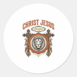 Christ Jesus Vintage Lion Faith Classic Round Sticker
