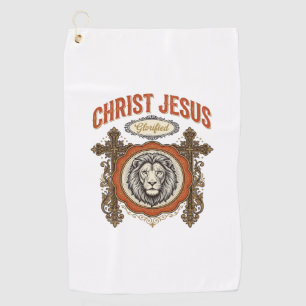 Christ Jesus Vintage Lion Faith Golf Towel