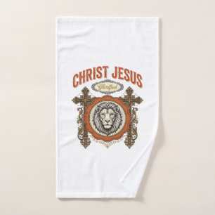 Christ Jesus Vintage Lion Faith Hand Towel