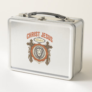 Christ Jesus Vintage Lion Faith Metal Lunch Box
