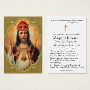 Christ King Catholic Funeral Memorial Holy Card