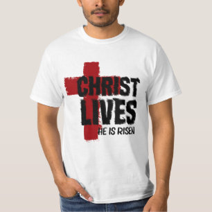 CHRIST LIVES He is Risen Christian Cross Easter T-Shirt