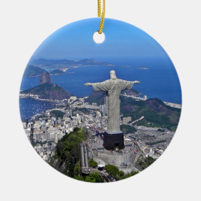 CHRIST ON CORCOVADO MOUNTAIN CERAMIC TREE DECORATION (Front)