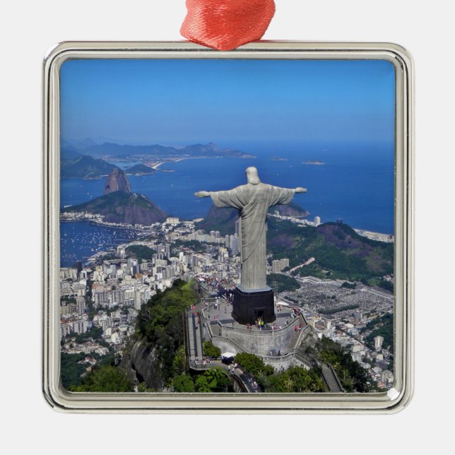 CHRIST ON CORCOVADO MOUNTAIN METAL TREE DECORATION (Front)