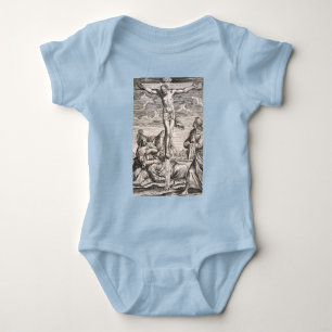Christ on the cross by Agostino Carracci Baby Bodysuit