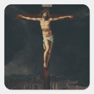 Christ on the Cross by Gillis Mostaer Square Sticker