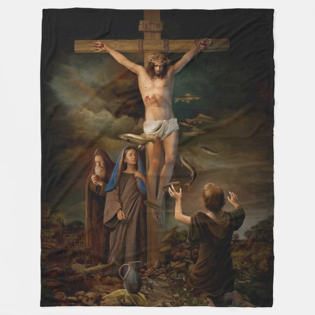 CHRIST on the CROSS Fleece Blanket (Front)