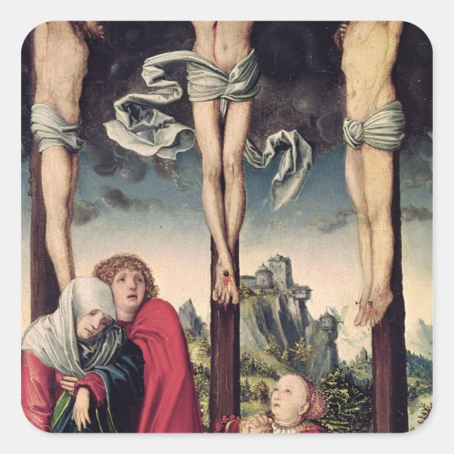 Christ on the Cross Square Sticker (Front)