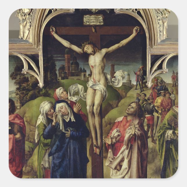 Christ on the Cross, the Holy Women Square Sticker (Front)