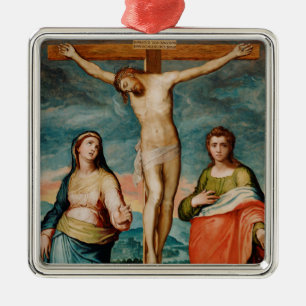 Christ on the Cross with Saints Metal Ornament