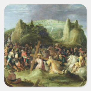 Christ on the Road to Calvary Square Sticker