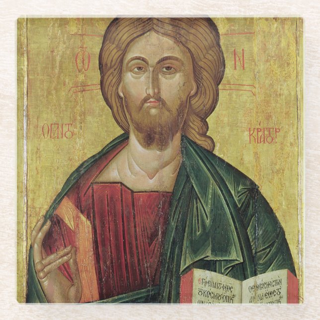 Christ Pantocrator, 1607 Glass Coaster (Front)