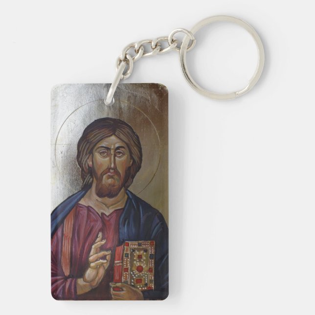 Christ Pantocrator - Byzantine Style Icon Key Ring (Back)