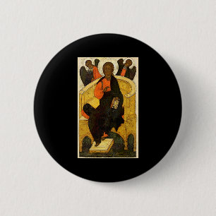 Christ Pantocrator Jesus Enthroned Savior Christia 6 Cm Round Badge