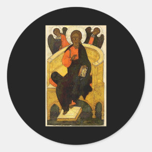 Christ Pantocrator Jesus Enthroned Savior Christia Classic Round Sticker