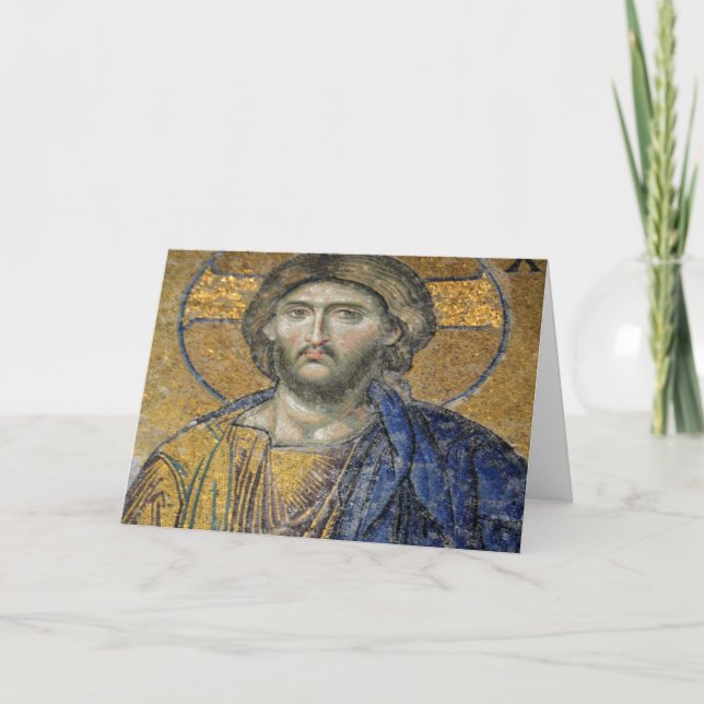 Christ Pantocrator Mosaic Iconic Religious Roman A Card (Front)