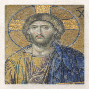 Christ Pantocrator Mosaic Iconic Religious Roman A Glass Coaster