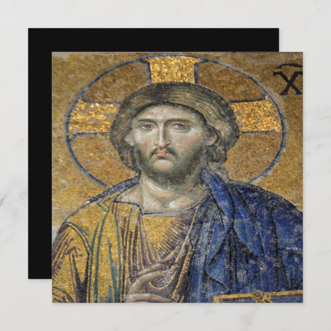 Christ Pantocrator Mosaic Iconic Religious Roman A Invitation (Front/Back)