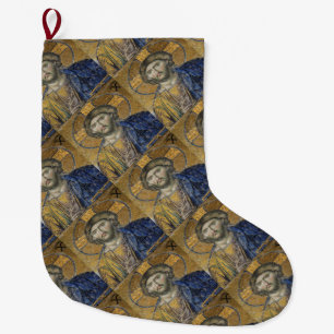 Christ Pantocrator Mosiac Iconic Religious Roman A Large Christmas Stocking
